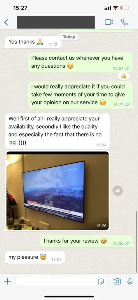 SparkleIPTV subscription support activation chat screenshot 2